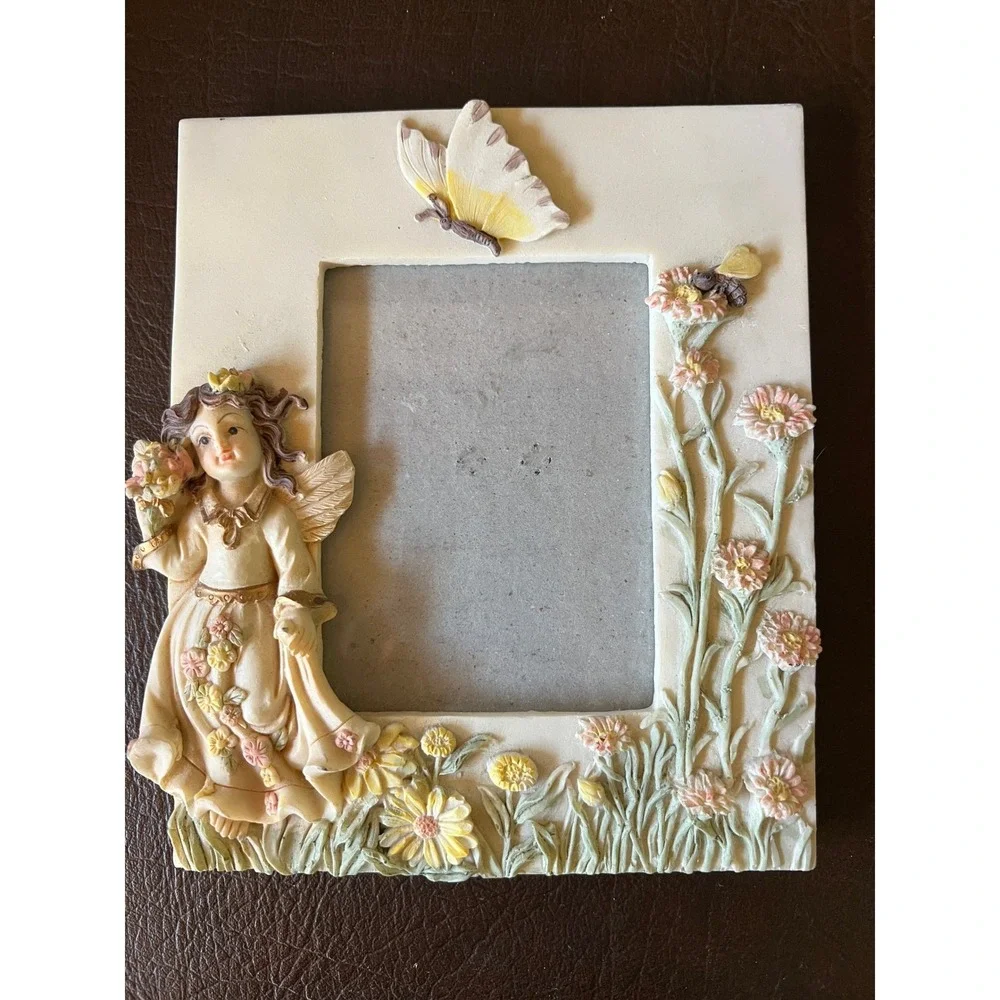 Vintage Fairy Garden Resin Frame 3D Butterfly Bee Floral 5x7 Woodland Cottage